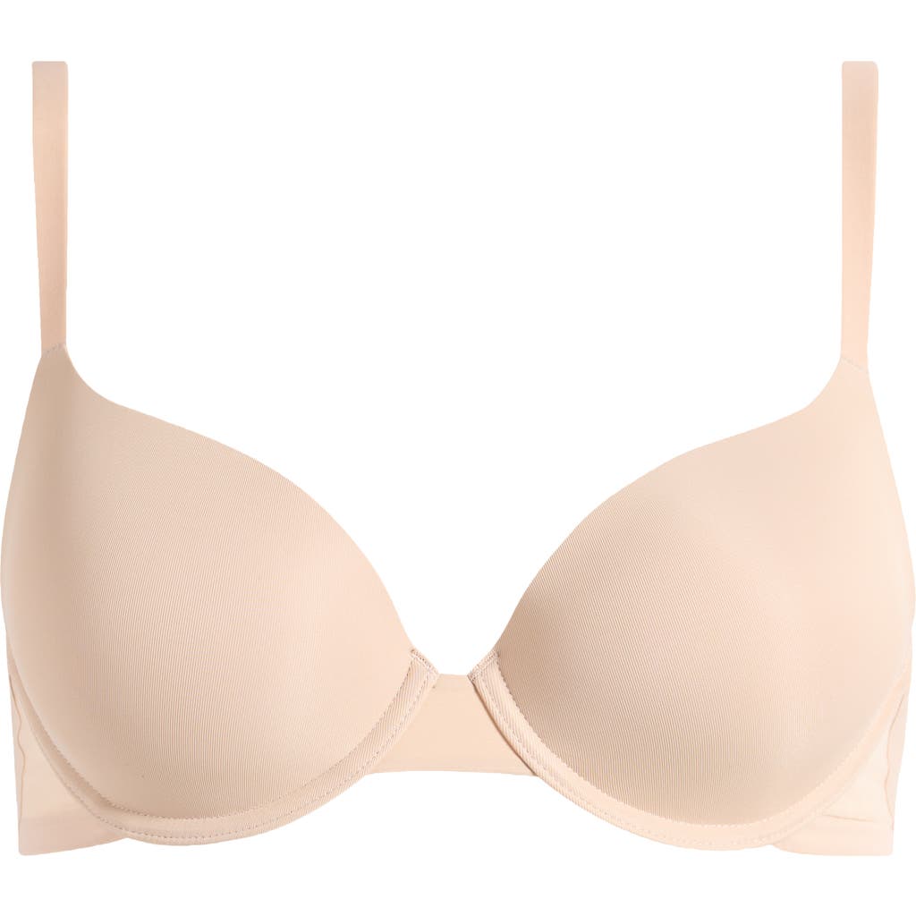 Simone Perele Essentiel Padded Underwire Plunge Bra In Peau Rose