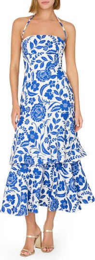 Milly Flowers of Spain Linen Blend Midi Sundress | Nordstrom