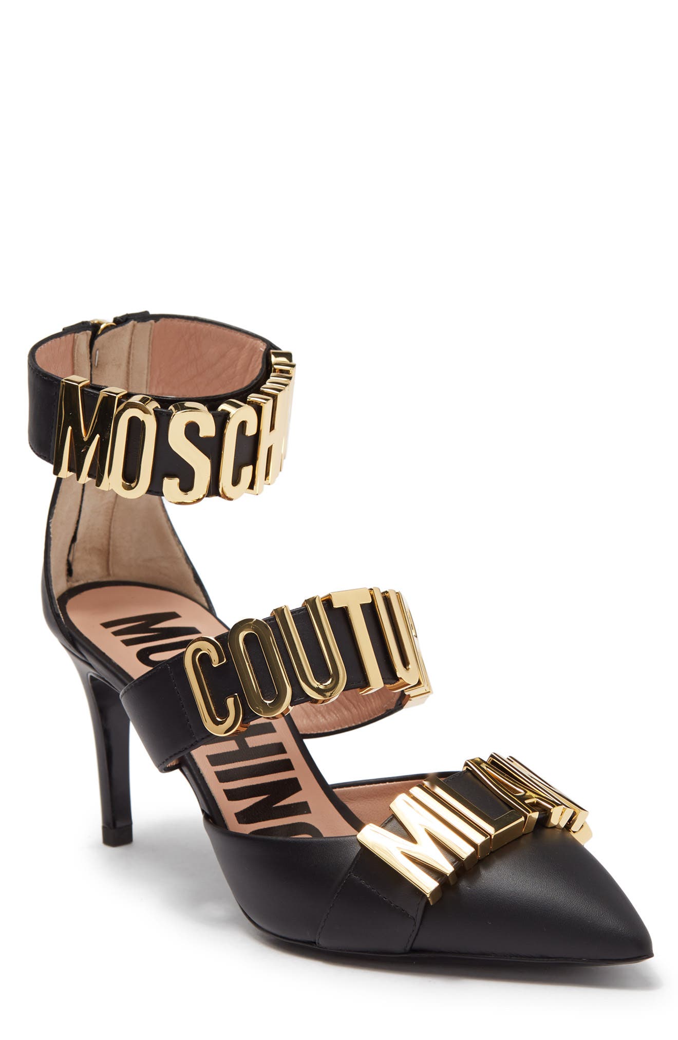 moschino logo heels