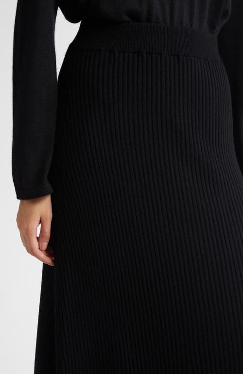 Shop Johnstons Of Elgin Cashmere Rib A-line Sweater Skirt In Black