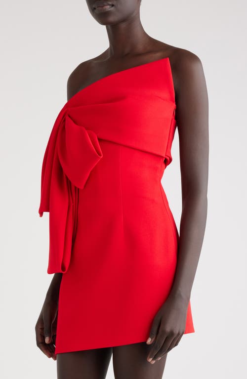 Shop Givenchy Big Bow Asymmetric Strapless Dress In Vermillon