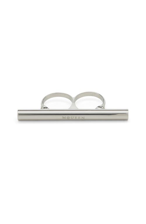 Shop Alexander Mcqueen Crossbar Ring In Palladium