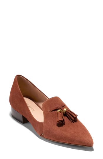 Cole Haan Vanya Tassel Flat In Dark Cuoi