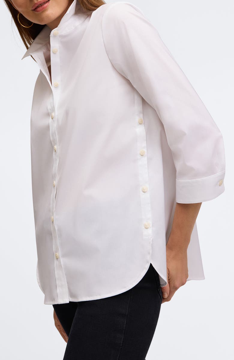 Foxcroft Juliet Three-Quarter Sleeve Button-Up Shirt, Alternate, color, White