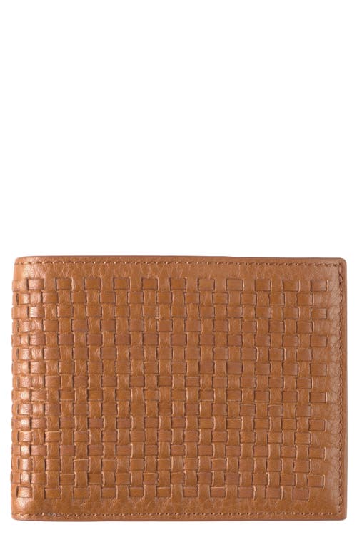 Shop Johnston & Murphy Kingston Woven Leather Bifold Wallet In Brown