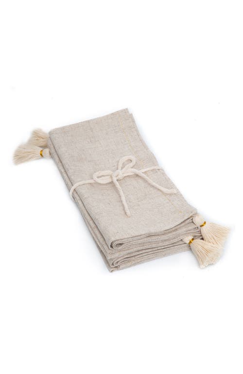 Tallo De Olivo Tassel Napkins Set Of 4 In Natural