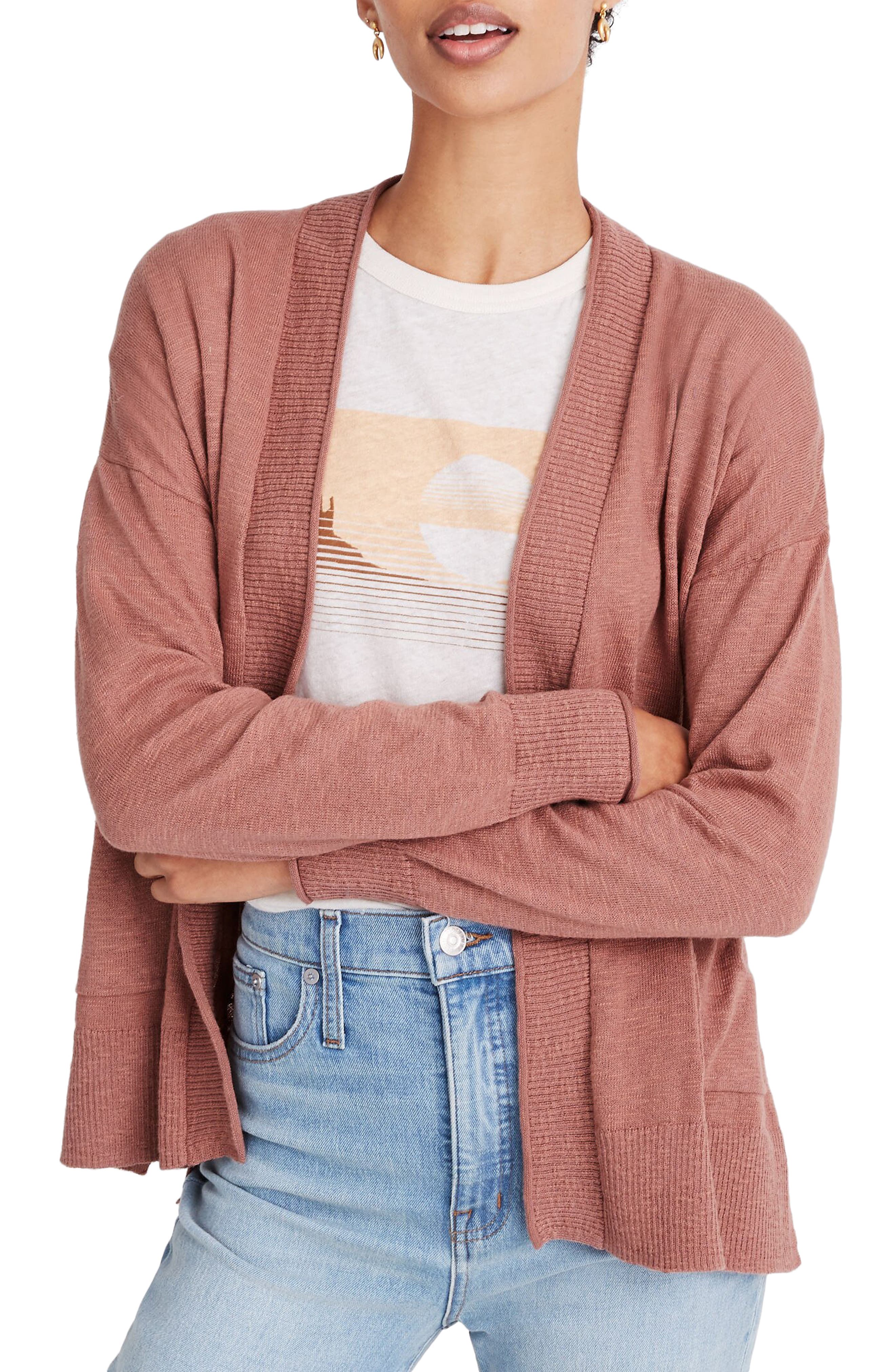 Madewell Bradley Cardigan Sweater In Pink