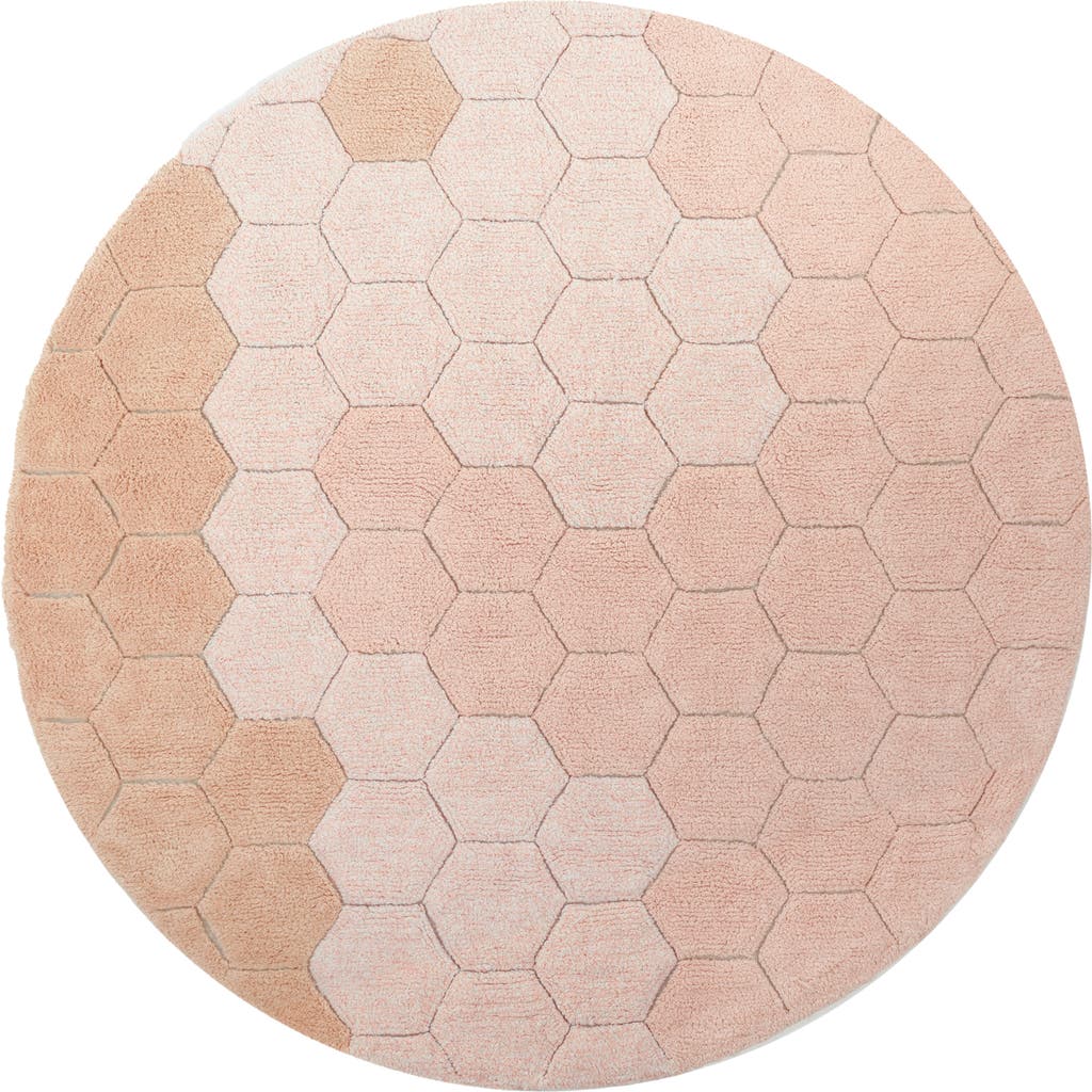Lorena Canals Honeycomb Washable Cotton Blend Round Rug in Rose 
