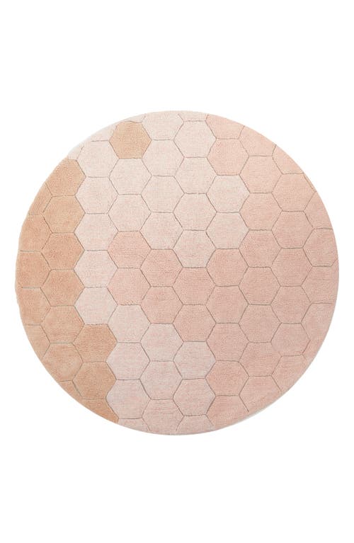 Lorena Canals Honeycomb Washable Cotton Blend Round Rug in Rose at Nordstrom