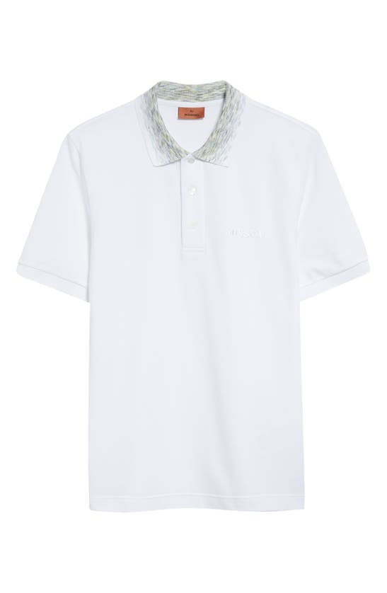 Shop Missoni Space Dye Collar Polo In White W Lime Green Space Dyed