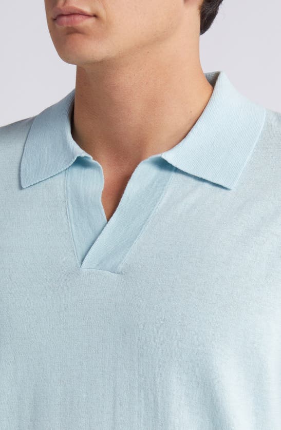 Shop Nn07 Ryan 6311 Cotton & Linen Johnny Collar Polo In Winter Sky