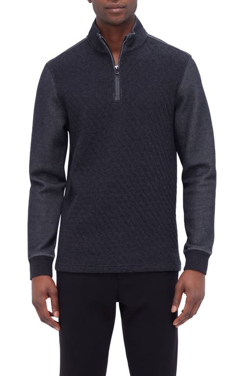 Shop Bugatchi Quarter Zip Pullover In Black