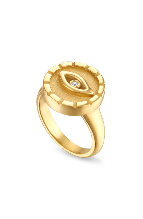 Protection Eye Diamond Signet Ring in Gold