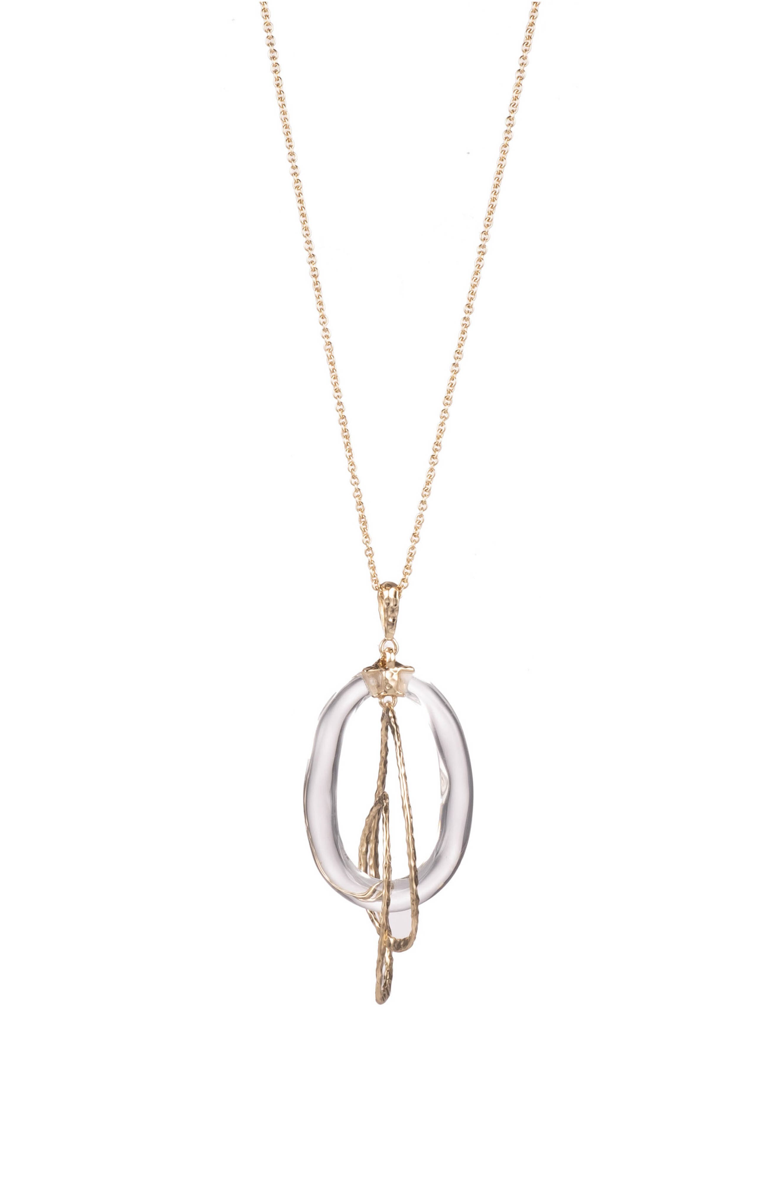 Alexis Bittar Hammered Lucite Orbiting Pendant Necklace