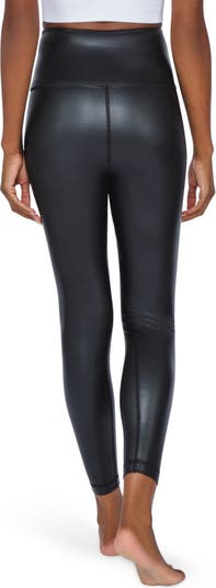 90 Degree By Reflex Women'S Faux Leather Cropped Leggings - Black Olive -  Size XS for Women