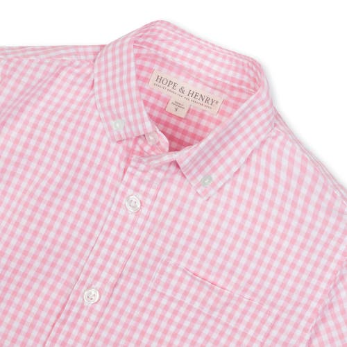Hope & Henry Boys' Organic Stretch Poplin Shirt, Kids In Classic Pink Gingham