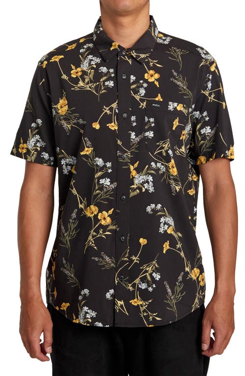 RVCA Further Floral Short Sleeve Button-Up Shirt in Midnight