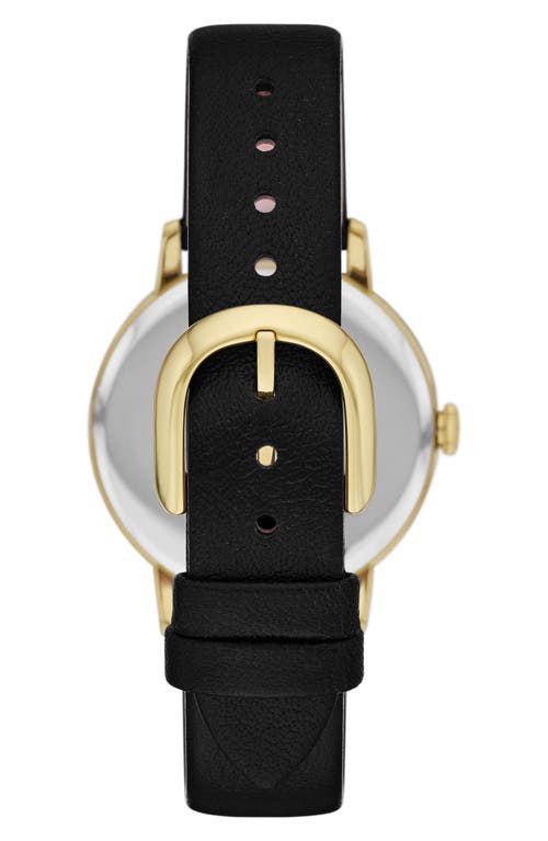 Shop Kate Spade New York Metro Floral Dial Leather Strap Watch, 34mm In Black