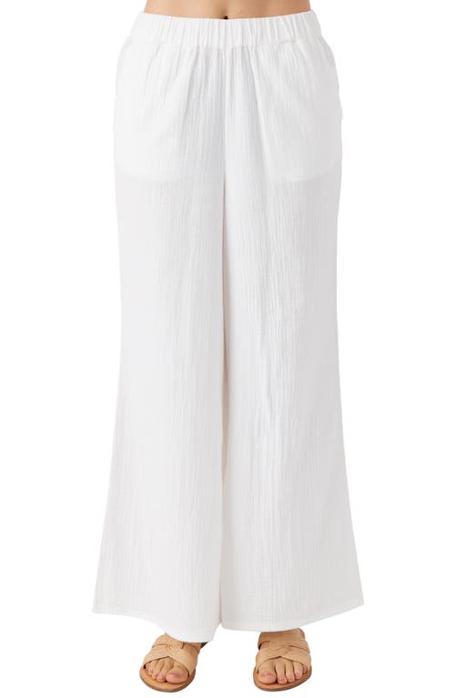 Caralee Double Gauze Wide Leg Cover-Up Pants in White
