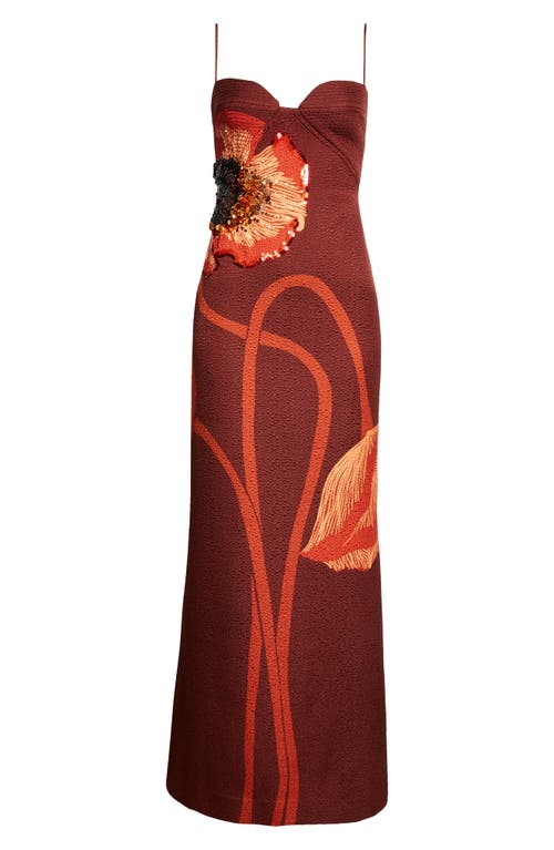 Shop Johanna Ortiz Plentiful Qualities Embellished Wool & Silk Dress In Papaver Somniferum/wine