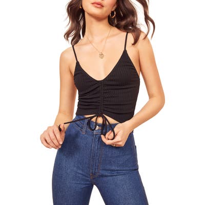 Reformation Leigh Ruched Camisole, Black