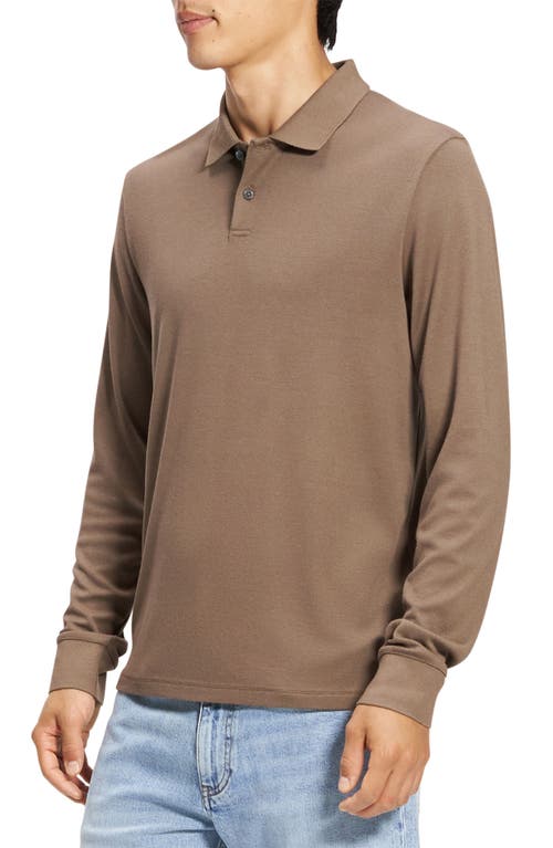 Theory Goris Anemone Milano Long Sleeve Polo In Dark Taupe
