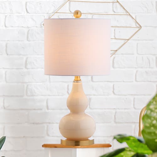 Shop Jonathan Y Anya Mini Glass Led Table Lamp In Ivory