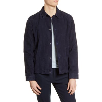 Officine Generale Suede Bomber Jacket, Blue