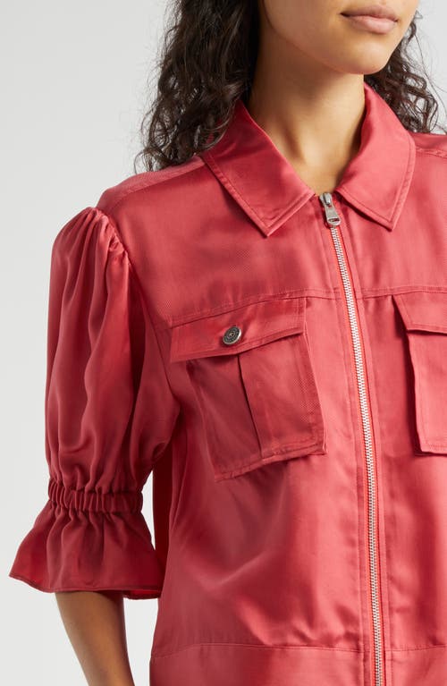 Shop Cinq À Sept Holly Ruffle Sleeve Jacket In Sour Cherry