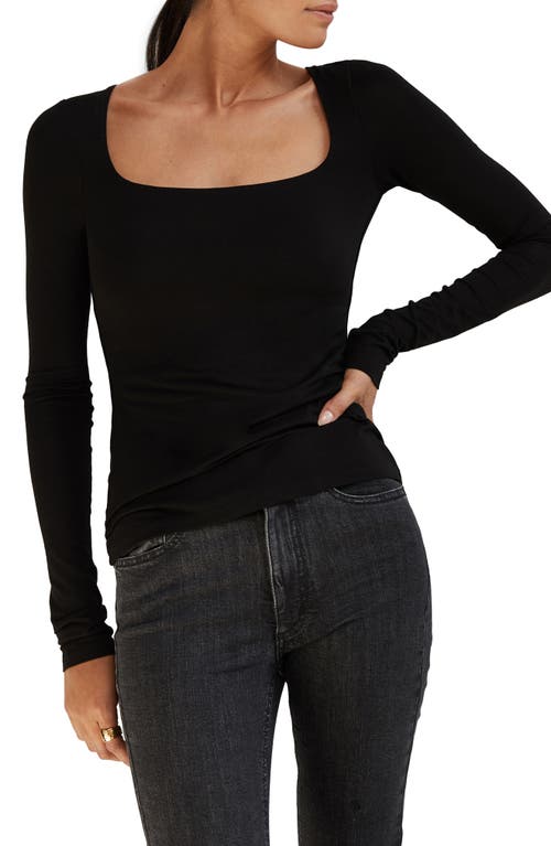 Marcella Yvonne Square Neck Jersey Top Black at Nordstrom,