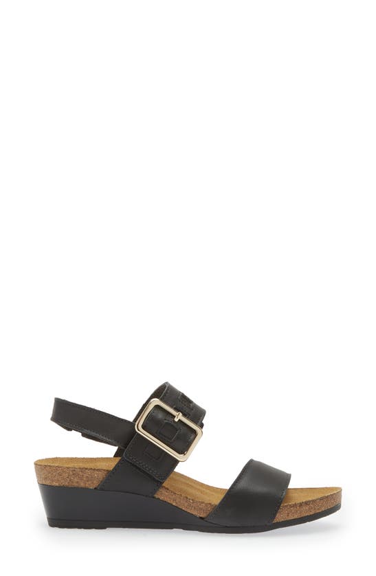 Shop Naot Dynasty Wedge Sandal In Jet Black Leather