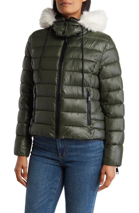 Green Quilted Coats for Women