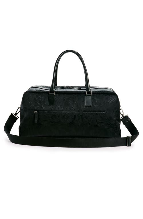 Shop Versace Barocco Print Nylon Gym Bag In Black-ruthenium