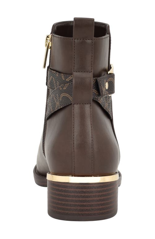 Calvin Klein Buckle Strap Bootie In Brown