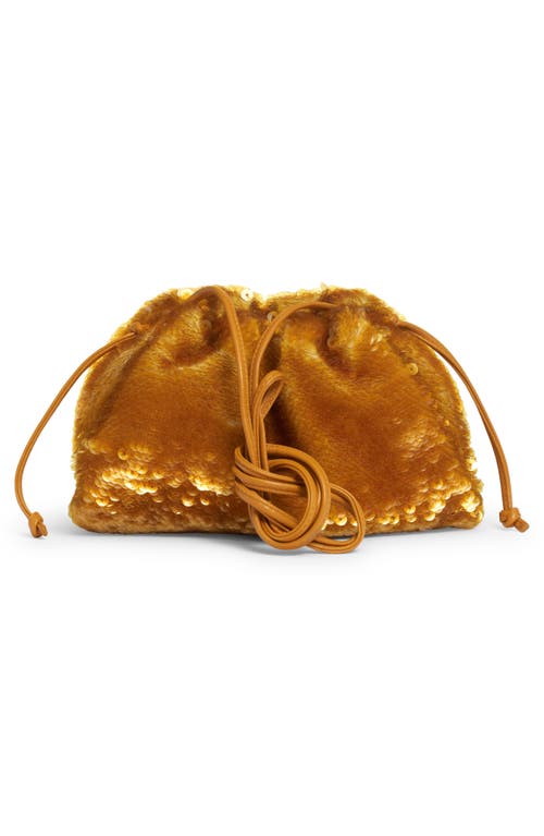 Shop Bottega Veneta The Mini Pouch Sequin Crossbody Bag In 8539 Honeycomb/ocra-gold