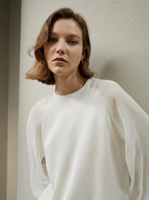 Lilysilk Silk Blouse With Raglan Sleeves In Natural White