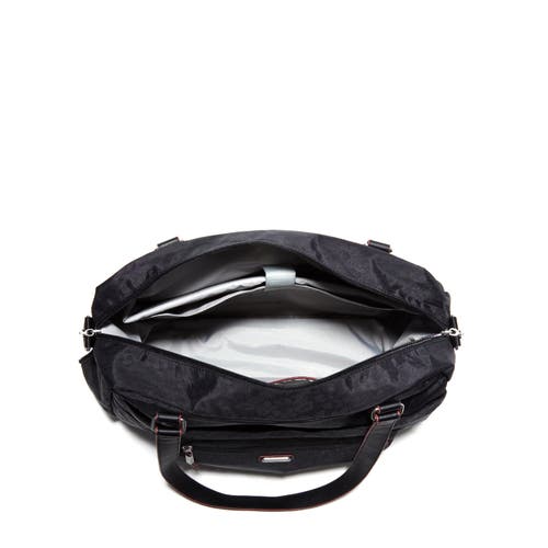Baggallini Overnight Expandable Laptop Tote Bag With Rfid Wristlet In Black Cheetah Emboss