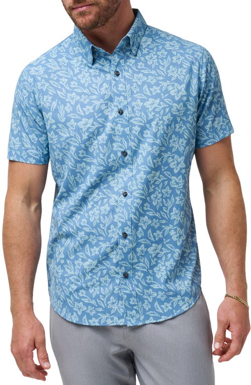 Shop Travismathew Pearl City Short Sleeve Button-up Shirt In Quiet Harbor