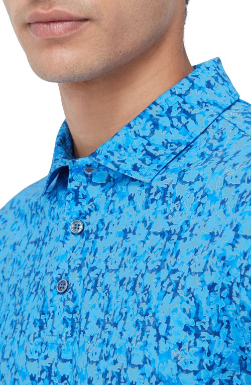 Shop Bugatchi Victor Ooohcotton® Abstract Print Polo In Classic Blue