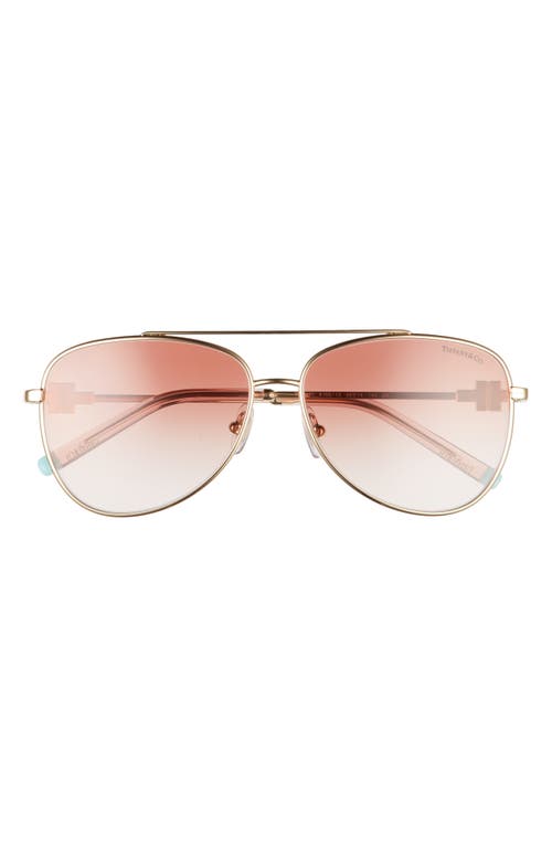 Tiffany & Co. 59mm Pilot Sunglasses in Pale Gold/Gradient Pink
