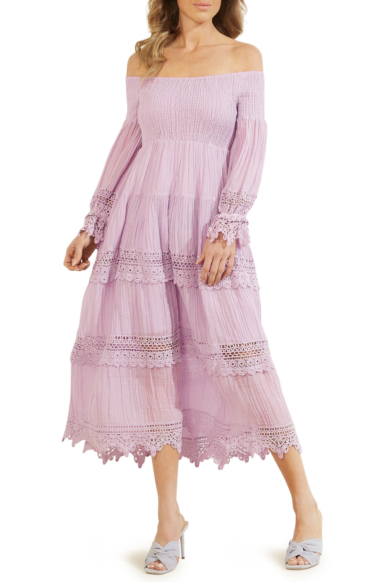 guess leah off shoulder dress