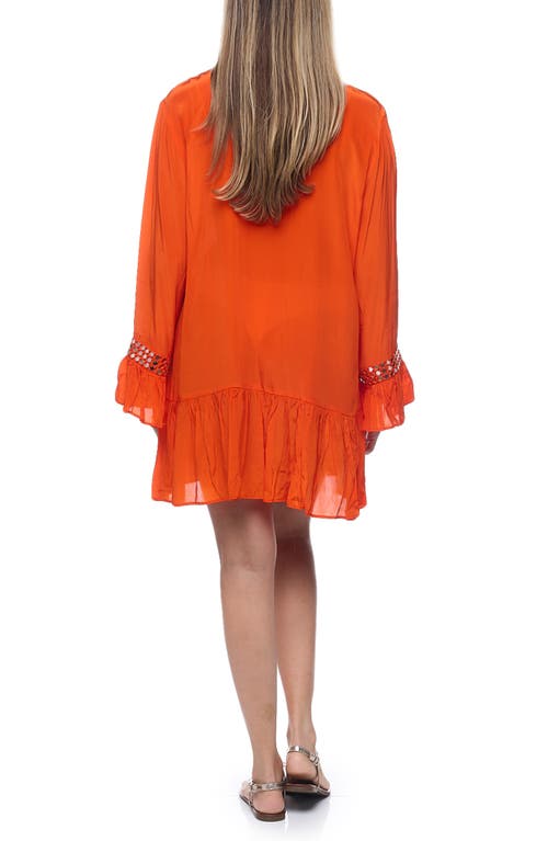 Shop Ranee's Ranees Embellished Long Sleeve Tunic In Orange