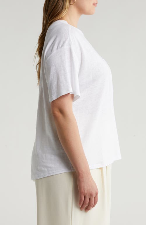 Shop Nordstrom Boxy Linen Pocket T-shirt In White