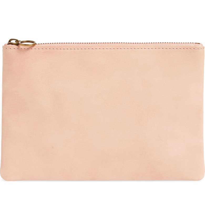 MADEWELL The Leather Pouch Clutch, Main, color, PETAL PINK