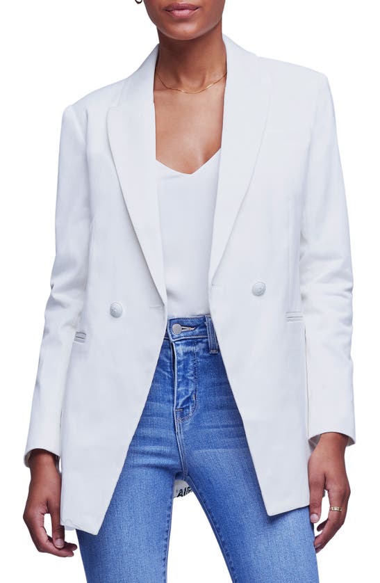 L'agence Women's Nellie Oversized Double-breasted Blazer In Ivory/je T'aime