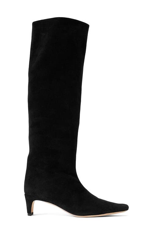 Staud Wally Suede Knee-high Boots In Black Suede