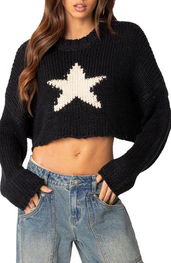 Cropped 2025 star sweater