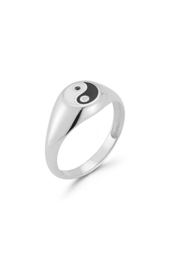 Shop Sphera Milano Yin & Yang Signet Ring In Silver