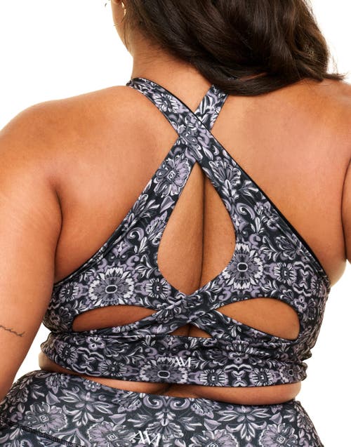 Adore Me Lotus Medium Support Lotus Sports Bra In Geo Black