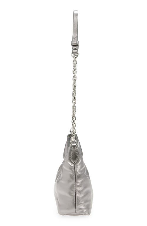 Shop Maison Margiela Micro Glam Slam Metallic Leather Hobo Bag In Metallic Grey